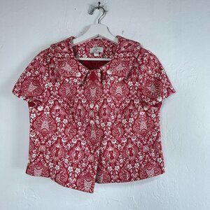 Ann Taylor Loft Women’s Jacquard Cropped Jacket Top Size 6 Peter Pan Collar New